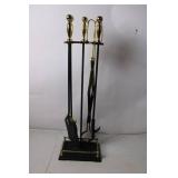 Vintage Brass and Iron Fireplace Tool Set