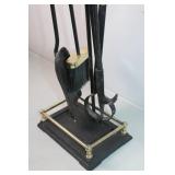 Vintage Brass and Iron Fireplace Tool Set