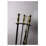Vintage Brass and Iron Fireplace Tool Set