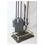 Vintage Brass and Iron Fireplace Tool Set