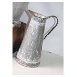 Vintage Rustic Decorative Set with Coca-Cola Crate and Metal Pitcher