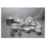 Vintage 53-Piece Blue Floral China Tea Set