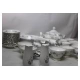 Vintage 53-Piece Blue Floral China Tea Set