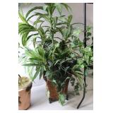 Set of 3 Artificial Topiary and Ivy Plants with Metal Basket Planter