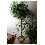Set of 3 Artificial Topiary and Ivy Plants with Metal Basket Planter