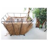 Set of 3 Artificial Topiary and Ivy Plants with Metal Basket Planter