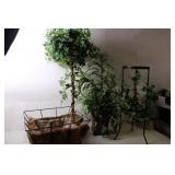 Set of 3 Artificial Topiary and Ivy Plants with Metal Basket Planter
