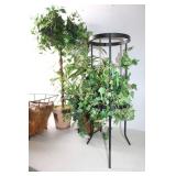Set of 3 Artificial Topiary and Ivy Plants with Metal Basket Planter