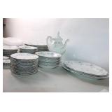 Vintage Blue Floral China Flatware Set with Serving Pieces