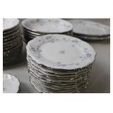 Vintage Blue Floral China Flatware Set with Serving Pieces