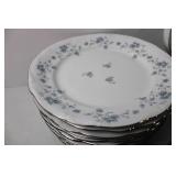 Vintage Blue Floral China Flatware Set with Serving Pieces