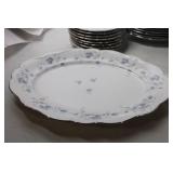 Vintage Blue Floral China Flatware Set with Serving Pieces