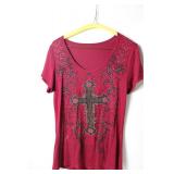 Set of 2 Vocal Embellished Tops with Cross Designs