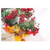 Set of Seasonal Artificial Floral Arrangements with Pine Cones and Berries