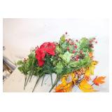 Set of Seasonal Artificial Floral Arrangements with Pine Cones and Berries