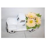 Decorative Vintage-Style Metal Truck with Floral Arrangement