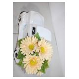 Decorative Vintage-Style Metal Truck with Floral Arrangement