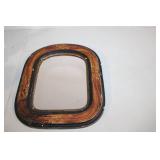Antique Wooden Framed Oval Mirror with Wall Hanging Rope