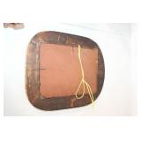 Antique Wooden Framed Oval Mirror with Wall Hanging Rope
