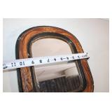 Antique Wooden Framed Oval Mirror with Wall Hanging Rope