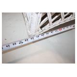 White Wicker Square End Table with Two Shelves