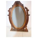 Antique Wooden Oval Vanity Mirror with Ornate Frame