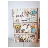 Set of 2 Inspirational Canvas Wall Art with Floral and Motivational Text