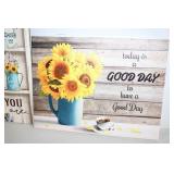 Set of 2 Inspirational Canvas Wall Art with Floral and Motivational Text