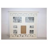 Large White Multi-Photo Collage Frame with Carved Leaf Design