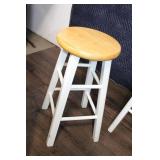 Set of 4 Wooden Bar Stools with White Legs