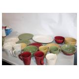 Colorful Stoneware Dinnerware Set - 25 Pieces, Mixed Bowls, Cups, and Plates