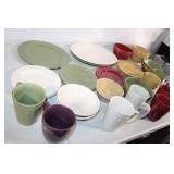 Colorful Stoneware Dinnerware Set - 25 Pieces, Mixed Bowls, Cups, and Plates