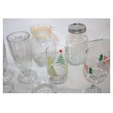 Assorted Glassware Collection Featuring Vases, Cups, and Jars