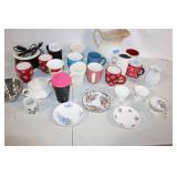 Collection of 27 Assorted Mugs, Teacups, and Serving Items