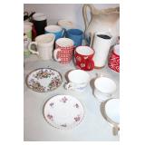 Collection of 27 Assorted Mugs, Teacups, and Serving Items