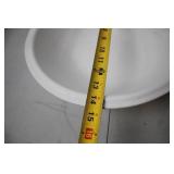 Vintage White Enamel Wash Basin Bowl - 14 Inches