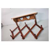 Wooden Wall Shelf with Heart Cutout and Peg Rack