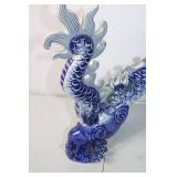 Blue and White Porcelain Dragon Figurine, 18 Inches