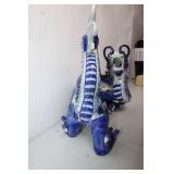 Blue and White Porcelain Dragon Figurine, 18 Inches
