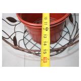 Decorative Metal Basket with Clay Plant Pot