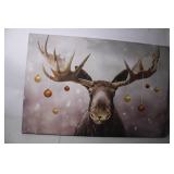 Moose Canvas Art with Festive Ornament Design - 24" x 36"