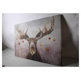Moose Canvas Art with Festive Ornament Design - 24" x 36"