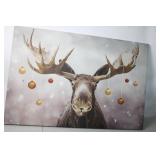 Moose Canvas Art with Festive Ornament Design - 24" x 36"