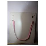 Large Pink and Green Floral Corkboard with White Frame