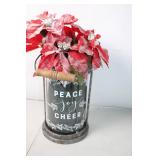 Festive Holiday Arrangement in Metal Vase with Poinsettias