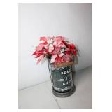 Festive Holiday Arrangement in Metal Vase with Poinsettias