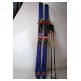 Pair of K2 Downhill Skis with Salomon 300 Bindings and Scott Poles