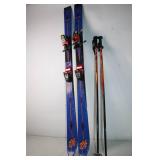 Pair of K2 Downhill Skis with Salomon 300 Bindings and Scott Poles