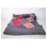 Patriotic Quilt with Star and Stripes Patchwork Design