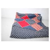 Patriotic Quilt with Star and Stripes Patchwork Design